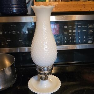 Elegant White Hobnail Glass Lamp Fenton